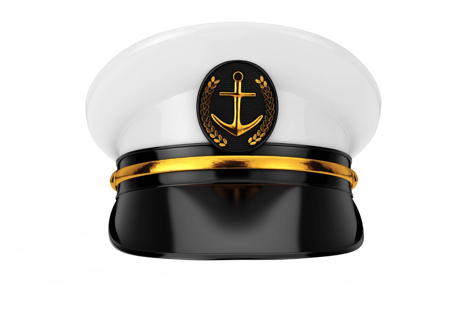 A captain's hat with a gold anchor emblem, symbolizing leadership and adventure. Be your own captain and navigate your journey confidently.